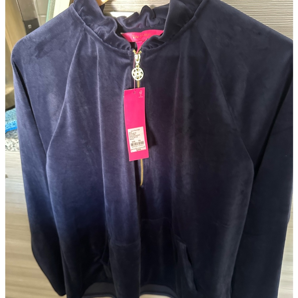 Lilly Pulitzer Navy velour popover XXL